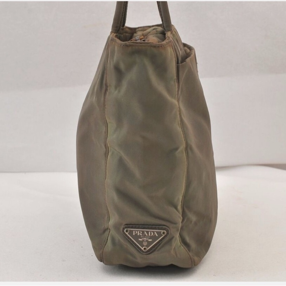 Authentic PRADA Nylon Tessuto Shoulder Tote Bag Khaki - Picture 5 of 12